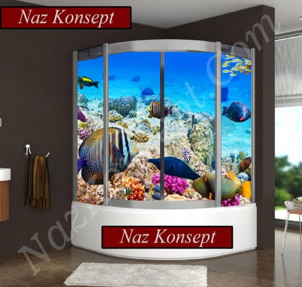 Balık  Deniz Altı Modelli Duşakabin Kaplama Folyoları - 2