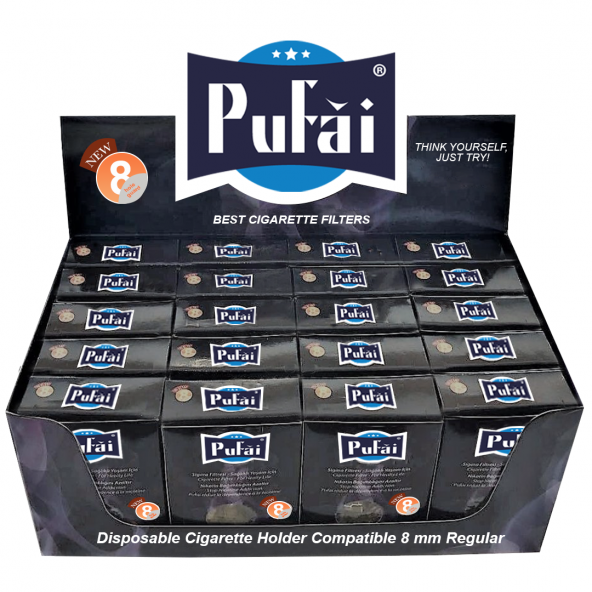 Pufai Sigara Filtresi 8 mm Standart Boy Ağızlık 600 Adet 20 Kutu