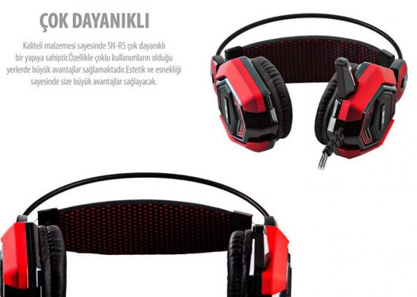 Rampage Sn-R5 X-Core Siyah/Kırmızı Oyuncu Mikrofonlu Kulaklık - 2