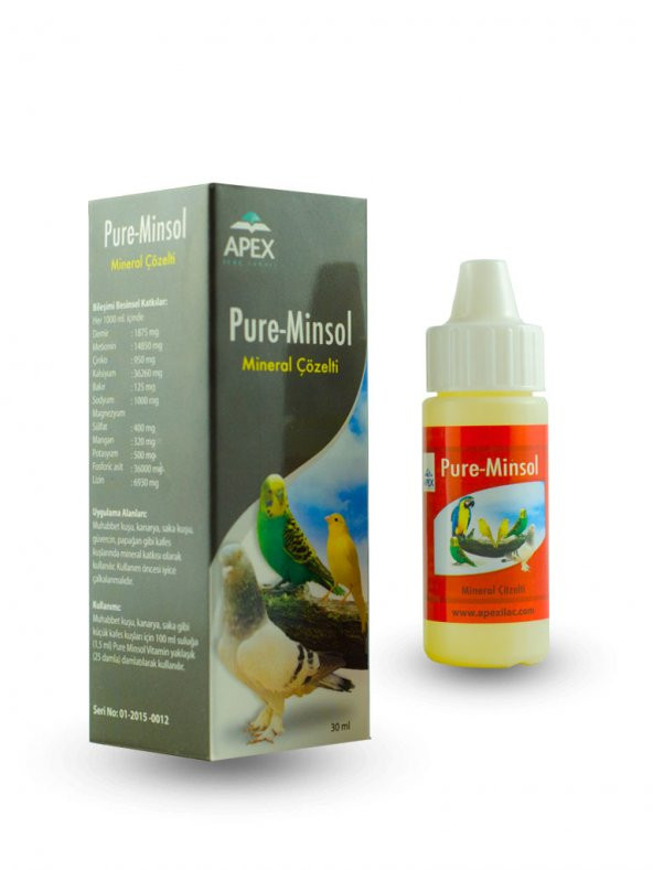Apex Pure Minsol Kuşlar İçin Mineral Çözelti 30ml