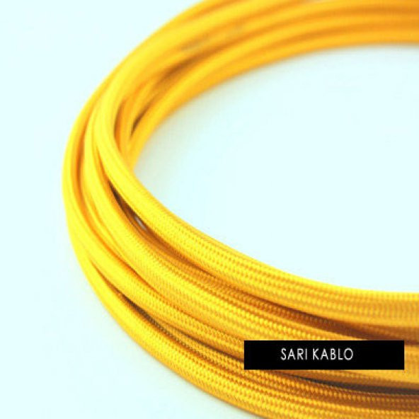 2x0,50mm Açık Sarı Renkli Dekoratif Örgülü Kumaş Kablo, 5 Metrelik Paket