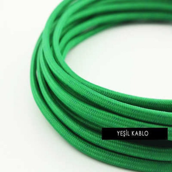 2x0,50mm Yeşil Renkli Dekoratif Örgülü Kumaş Kablo, 5 Metrelik Paket