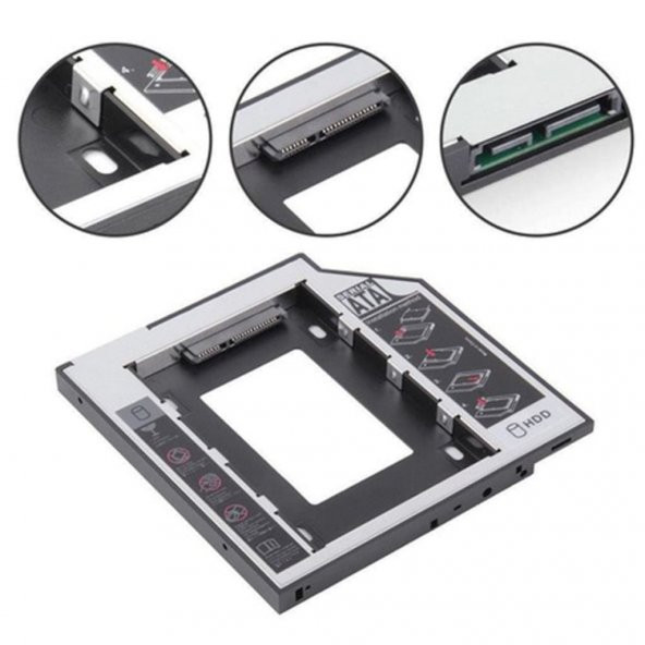CADDY 9.5 MM DVD TO SSD KIZAK 2 HDD BAĞLAMA - METAL KASA - 3