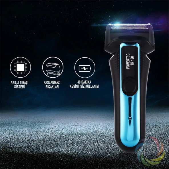 Powertec TR150 Sakal Traş Makinesi Şarjlı Sıfır Tıraş-Günlük Tıraş ve  Kullanım-Sıfır Kesim Jilet - 2