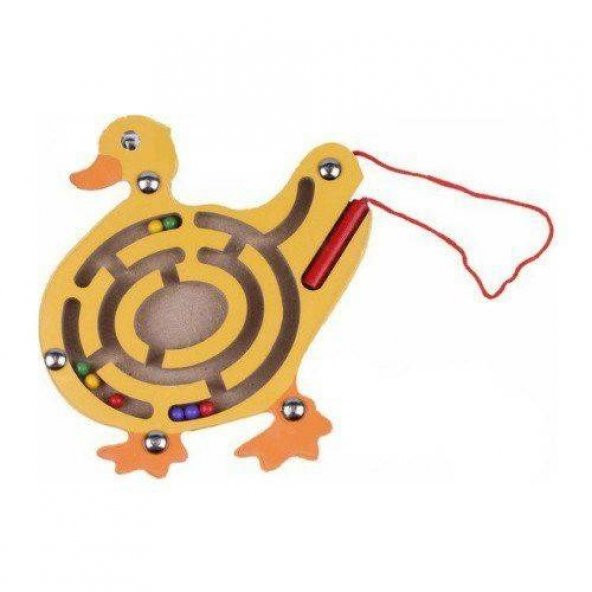 Ahşap Labirent Maze Game Ördek  Oyuncak Labirent Oyunu Okul Öncesi Eğitici Öğretici Ahşap Oyuncak
