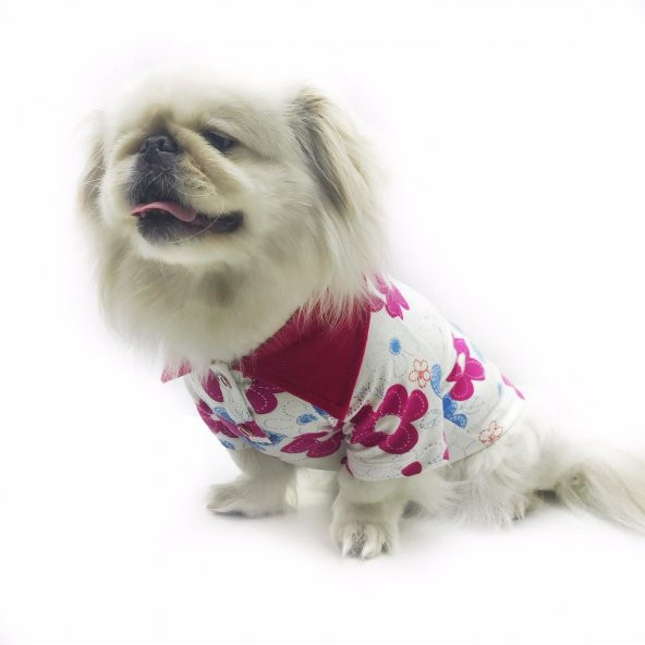 Pink Flower Polo Yaka Tişört  Köpek Kıyafeti  Köpek Elbisesi