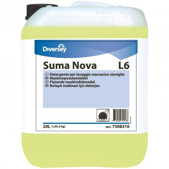 Diversey Suma Nova L6 Sanayi Tipi Bulaşık Makinası Deterjanı 20 lt