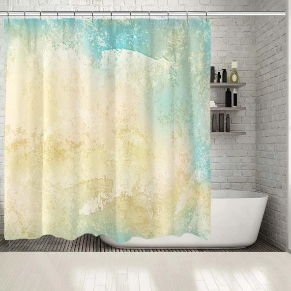 Baskılı Duş Perde Sulu Boya Efektli Mor Pembe Batikli