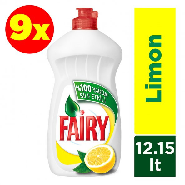 Fairy 1350 ml Sıvı Bulaşık Deterjanı Limon 1350x9 Adet 12,15Lt