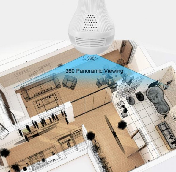 Akıllı Ampul Kamera 360 DERECE + HD Gece Görüşlü + Kablosuz Güvenlik WiFi Kamerası Bebek Kamera - 3