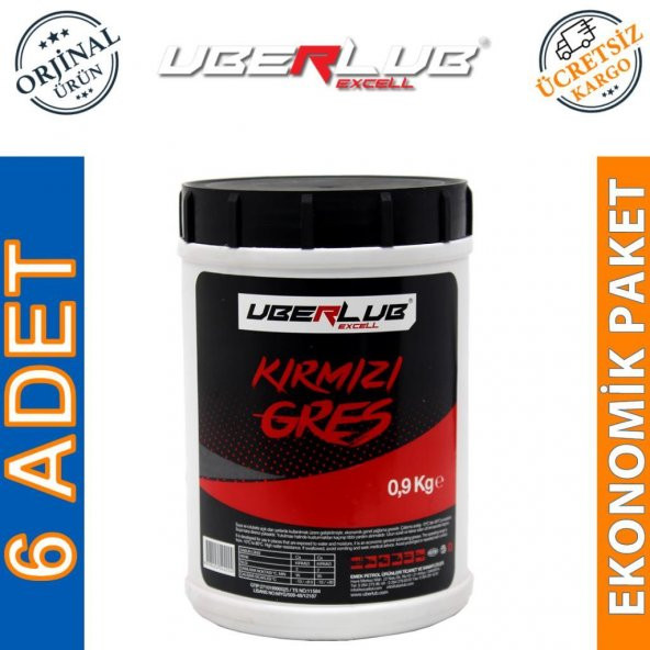 Uberlub Excell Kırmızı Gres 0.9 Kg Kalsiyum Sabunlu Gres (6 Adet)
