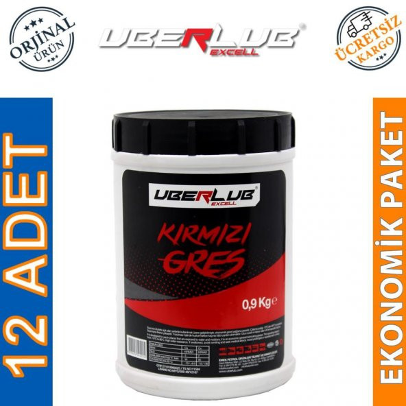 Uberlub Excell Kırmızı Gres 0.9 Kg Kalsiyum Sabunlu Gres (12 Adet)