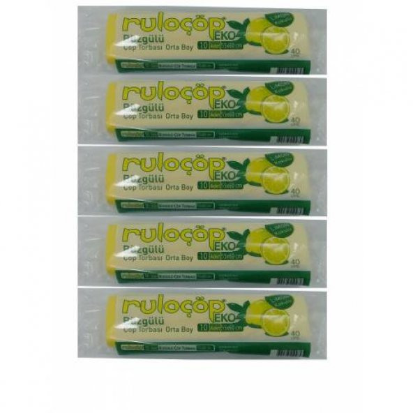 Büzgülü Limon Kokulu Orta Boy Çöp Torbası RuloÇöp 5 Paket