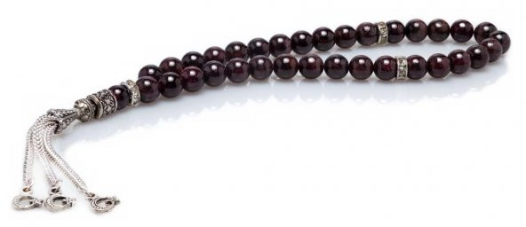 Alnis Atelier Ay Yıldız İmameli Gerçek Granat (Lal) Taşı Tesbih