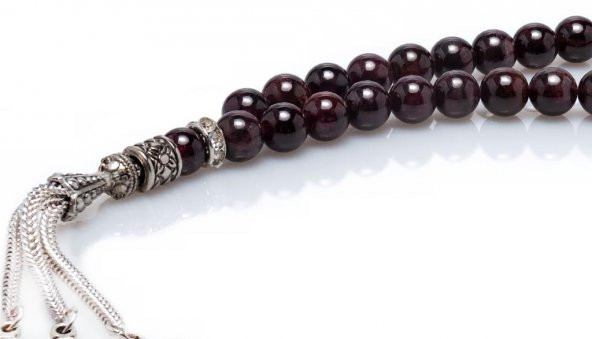 Alnis Atelier Ay Yıldız İmameli Gerçek Granat (Lal) Taşı Tesbih - 5