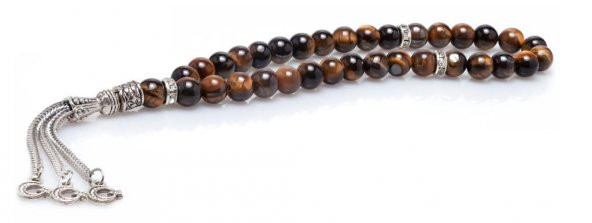 Alnis Atelier Ay Yıldız İmameli Kaplan Gözü Doğal Taş Tesbih - 4