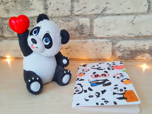 Panda Ayıcık Hediye Seti Defter ve Biblo
