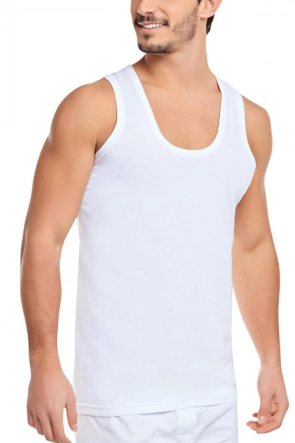 12 li Seher Erkek Penye Klasik Askılı Beyaz Atlet 100 Pamuk - 3