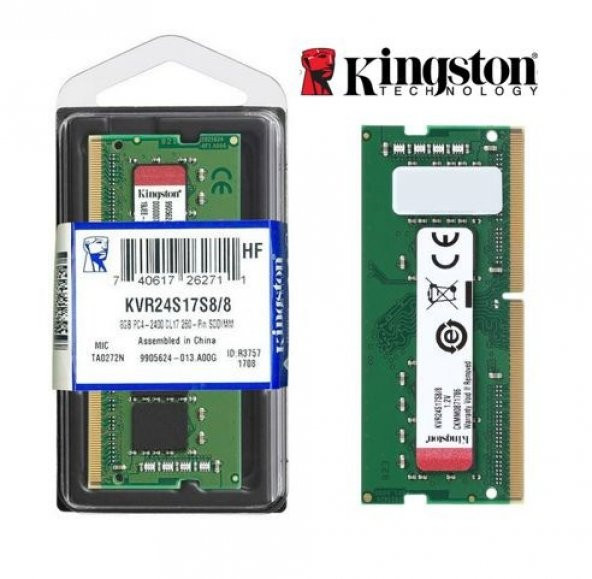 Kingston 8GB 2400MHz DDR4 SODIMM KVR24S17S8/8 Notebook Ram
