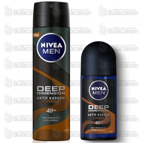 Nivea Men Deep Dimension Espresso Deodorant 150ml + Roll-On 50 ml
