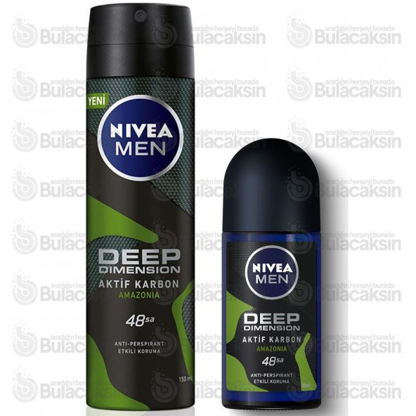 Nivea Men Deep Dimension Amazonia Deodorant 150ml + Roll-On 50 ml