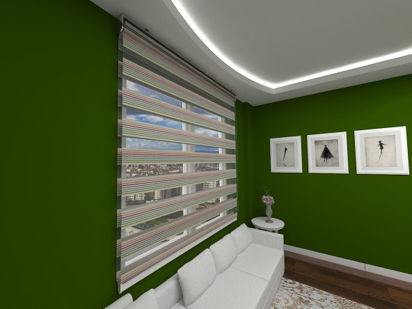 Zebra Perde Gökkuşağı Renkli Geniş Pliseli Perde  (Sınırsız Ölçü Seçeneği) - 3