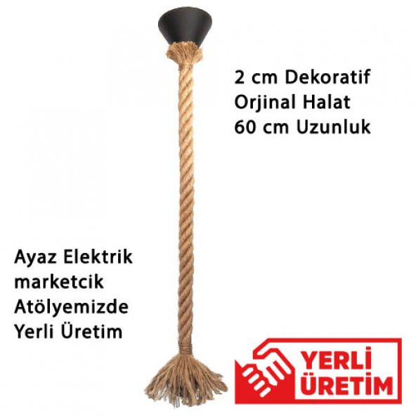 Dekoratif Jut Halat Sarkıt Avize 60 cm Boy E27 Duy Tavan Rozanslı - 2