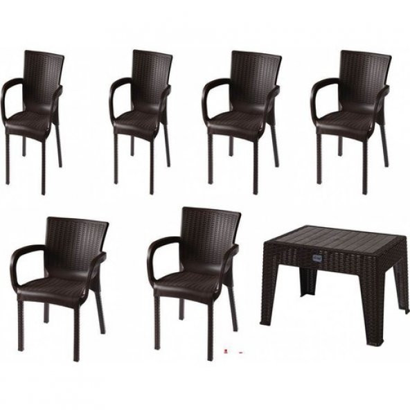 Comfort  6 Sandalye 1 Sehpa K.Kahverengi Rattan Takım