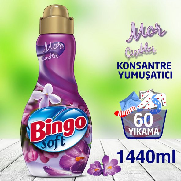 Bingo Soft Konsantre Çamaşır Yumuşatıcısı Mor Çiçekler 1440 ml