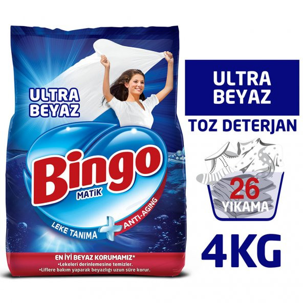Bingo Ultra Beyaz Toz Çamaşır Deterjanı 4 Kg