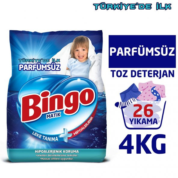 Bingo Parfümsüz Toz Çamaşır Deterjanı 4 Kg