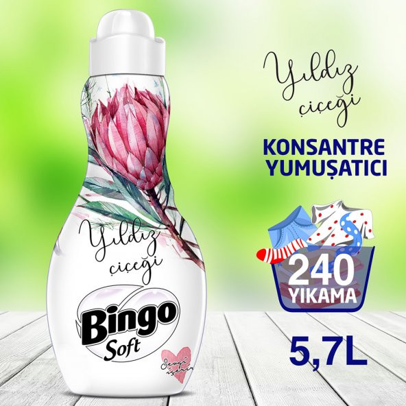 Bingo Soft Konsantre Çamaşır Yumuşatıcısı Yıldız Çiçeği 1440 ml Ekonomi Paketi 4'lü