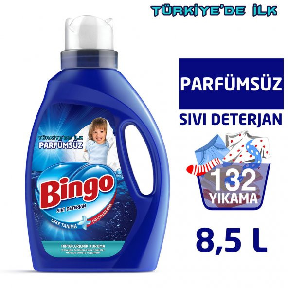 Bingo Parfümsüz Sıvı Performans Çamaşır Deterjanı 2145 ml Ekonomi Paketi 4'lü