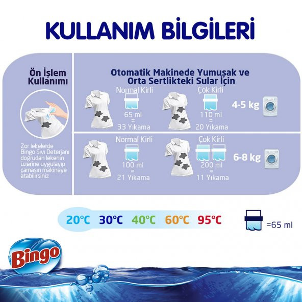 Bingo Parfümsüz Sıvı Performans Çamaşır Deterjanı 2145 ml Ekonomi Paketi 4'lü - 7