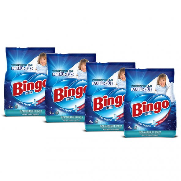 Bingo Matik Toz Çamaşır Deterjanı 4 kg Parfümsüz 4lü - 2