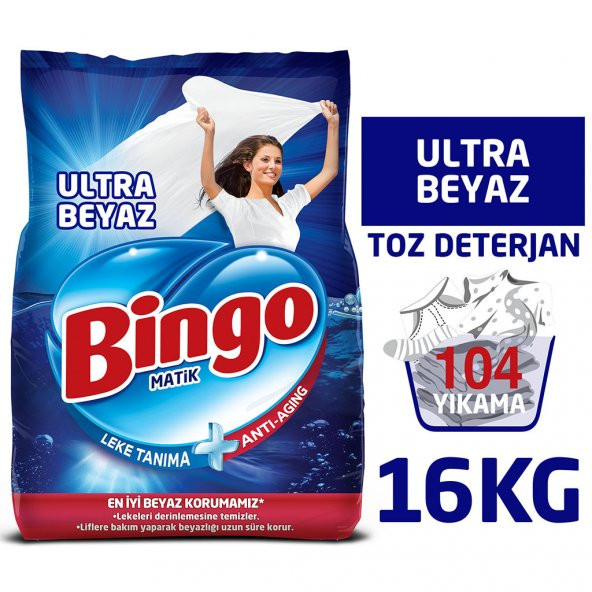 Bingo Matik Toz Çamaşır Deterjanı 4 kg Ultra Beyaz 4'lü