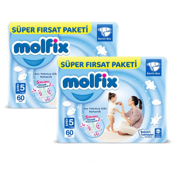 Molfix Bebek Bezi 5 Beden Junior Aylık Fırsat Paketi 120 Adet - 2