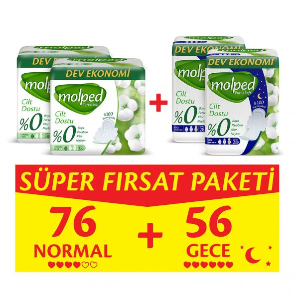 Molped Pure&Soft Normal 34 Adet X 2 + Gece 24 Adet X 2 Süper Fırsat Paketi