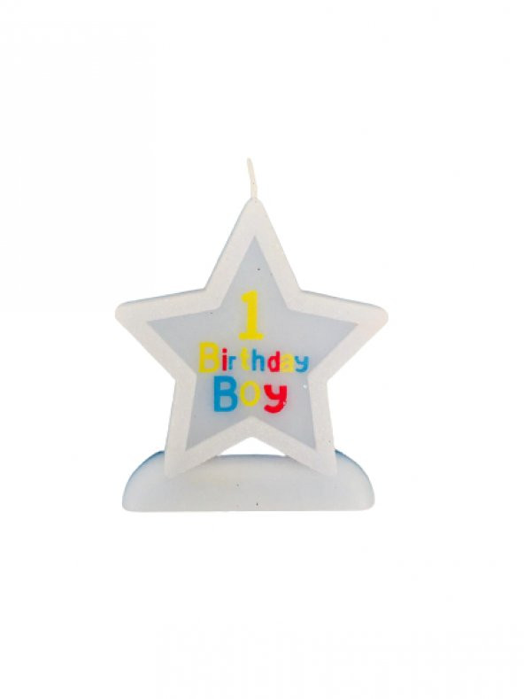 PASTA MUMU YILDIZLI 1 BİRTHDAY BOY MAVİ - 2