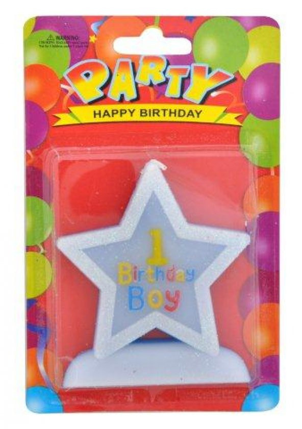 PASTA MUMU YILDIZLI 1 BİRTHDAY BOY MAVİ - 3