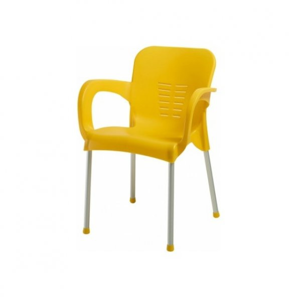 Plastico Aliminyum Ayaklı Plastik Enjeksiyonlu Sandalye Koltuk Sarı