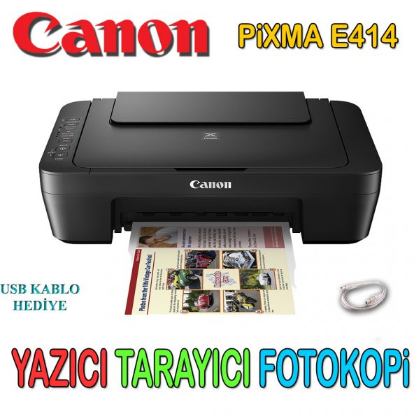 Canon Pixma E414 Tarayıcı Fotokopi Yazıcı Usb Kablo Hediyeli