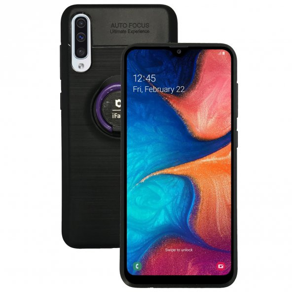 Samsung Galaxy A50 (A505) New iFace Yüzük Tutuculu Arka Kapak Halka-Mor - 3