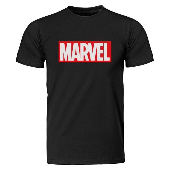 Marvel Logo Siyah Tişört Unisex