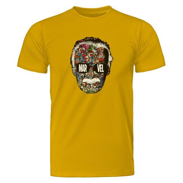 Marvel Stan Lee Face Sarı Tişört Unisex