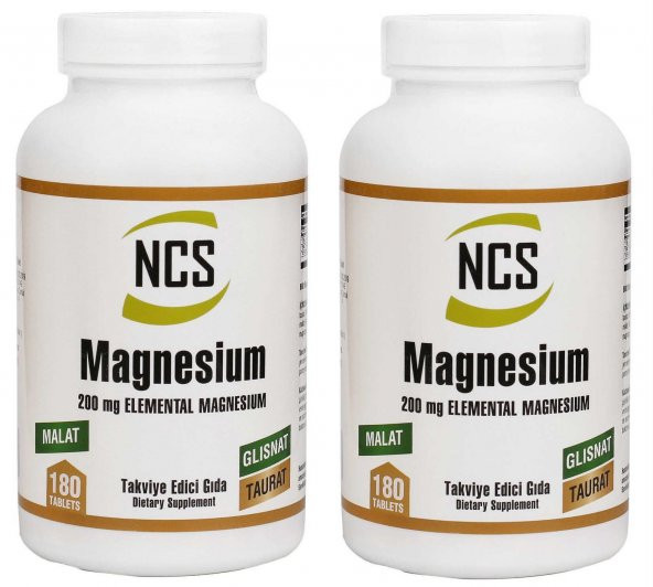 Ncs Magnesium Malat Glisinat Taurat Zenginleştirilmiş Magnesium Elementleri 180 Tablet Türkiyede İlk  2 Kutu