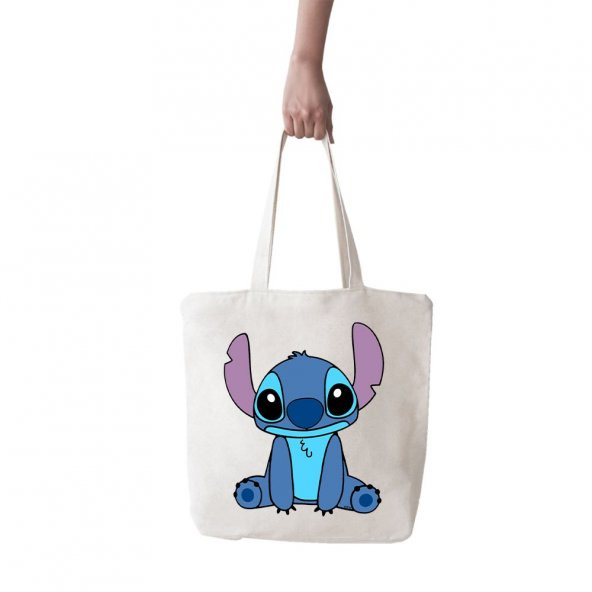 Angemiel Bag Büyük Lilo ve Stitch Stitch Baskılı Alışveriş Plaj Bez Çanta