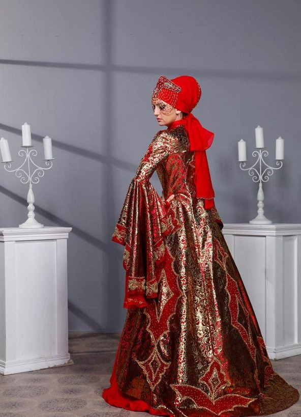 Tesettür Kaftan Full Boncuk İşleme Bindallı Kına Elbisesi Yazgı - 4