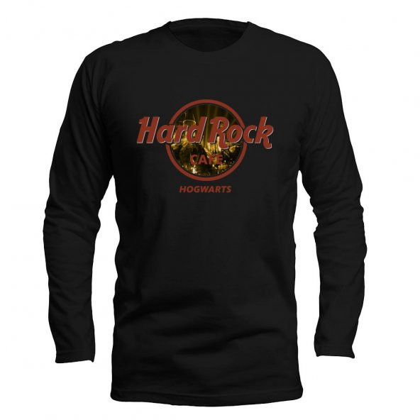 Harry Potter Hard Rock Hogwarts Siyah Long Sleeve Uzun Kol Tişört