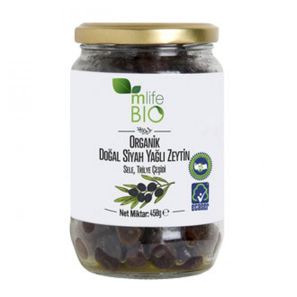 M Life Organik Siyah Zeytin 261 - 320 Ad/kg 450 G - 1
